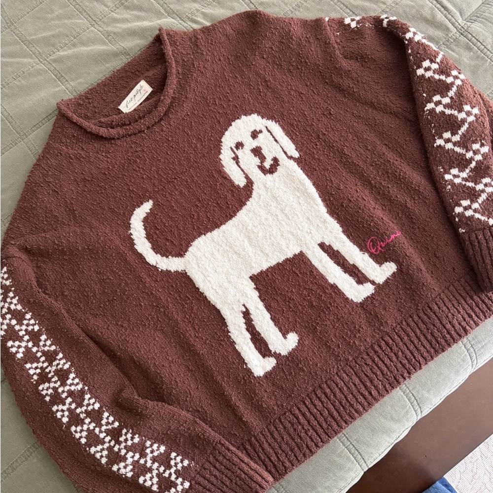 Free People Textured Knit Sweater in Brown